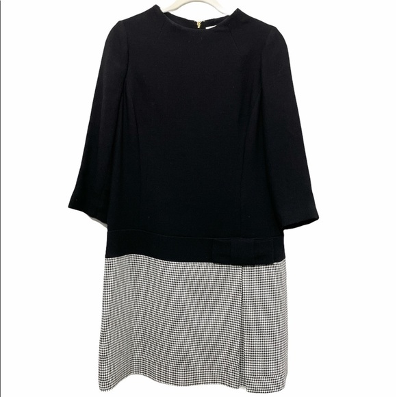 Kate Spade Houndstooth Caravelle Dress Wool Blend